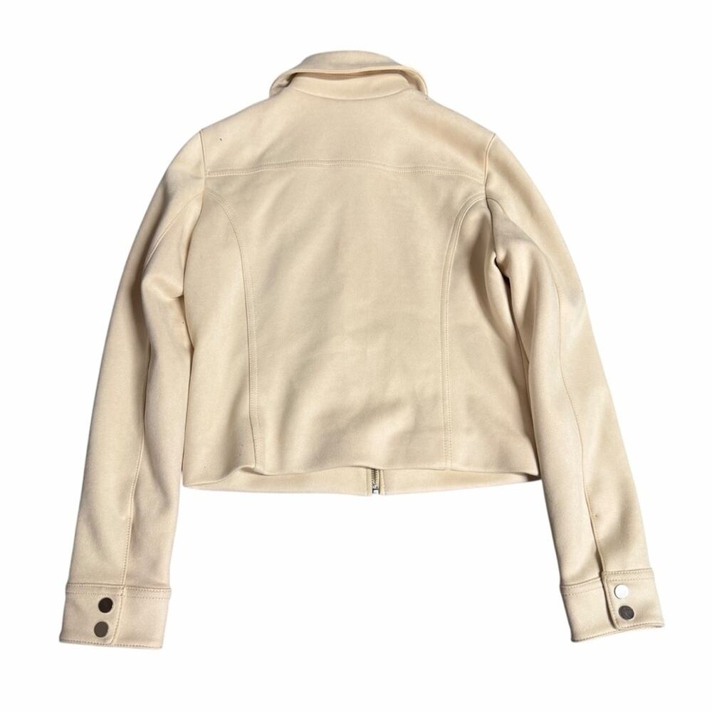 NEW Banana Republic Beige Zip-Up Vegan Suede Moto Jacket Size XS - Picture 3 of 9